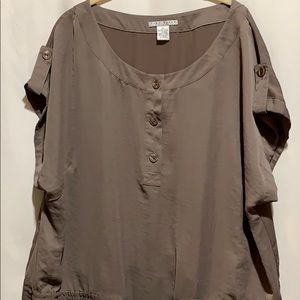 FRED DAVID WOMAN TUNIC SZ 2X OLIVE GREEN BOXY